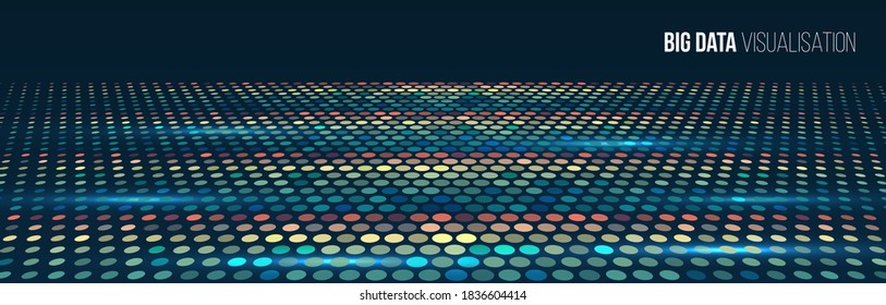 Big data visualization. Information analytics concept. Abstract stream information. Filtering machine algorithms. Sorting binary code. Vector technology background.