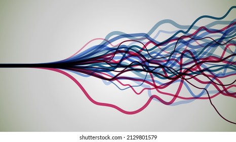 Big data visualization. Information analytics concept. Abstract stream information with line array. Filtering machine algorithms. Sorting data. Vector