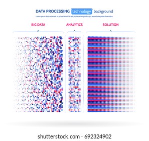 Big data visualization. Information analytics concept. Abstract stream information. Filtering machine algorithms. Sorting binary code. Vector technology background.