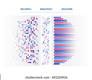 Big data visualization. Information analytics concept. Abstract stream information. Filtering machine algorithms. Sorting binary code. Vector technology background.