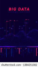 Big data visualization. Information wave technology. Futuristic abstract background of digital bigdata. analytical data calculation and processing. vector illustration