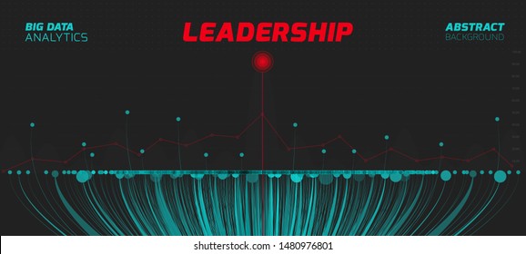 Big data visualization with lines and dots array. Leadership concept