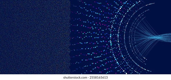 Big Data visualization with lines and dots. Data Analytics visual abstract background. Chaotic dots with lines move into the structural composition.