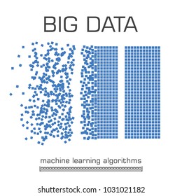 Big data visualization. Machine learning algorithms. Analysis of information. Visual data infographics design. Science and technology vector background.
