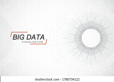 Big data visualization. Big data machine learning algorithms. Data array visualization. Visual information complexity. Futuristic analysis of infographics Information. Vector illustration