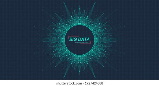 Big data visualization. Big data machine learning algorithms. Data array visualization. Visual information complexity. Futuristic analysis of infographics Information. Vector illustration