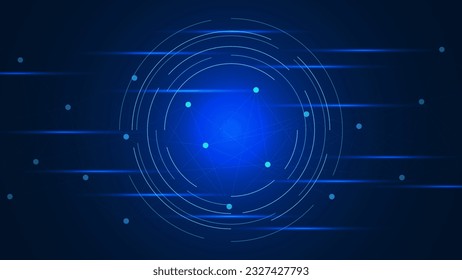 Big data visualization and machine learning concept with circle line and connecting dots and lines. Science and technology background design. Vector illustration.