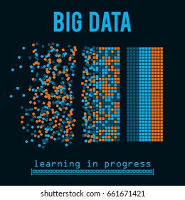 Big data visualization. Machine learning algorithms. Analysis of information. Visual data infographics design. Science and technology vector background.