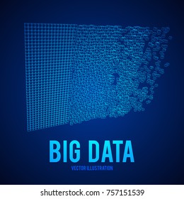 Big data visualization. Machine learning algorithms. Analysis of information. Visual data infographics design. Science and technology wireframe poly mesh vector background