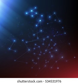 Big data visualization . Molecular bonds  . Triangle elements . Science, technology concept . 