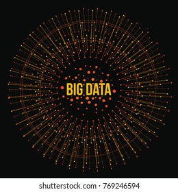 Big Data Visualization. Neon Abstract Background with Dots Array and Lines. Connection Structure. Vector Illustration 