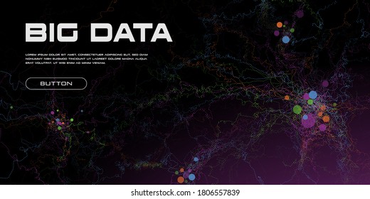 Big data visualization. Neural brain connections. Machine learning algorithms. Neural network. Abstract scincetechnology background. Vector