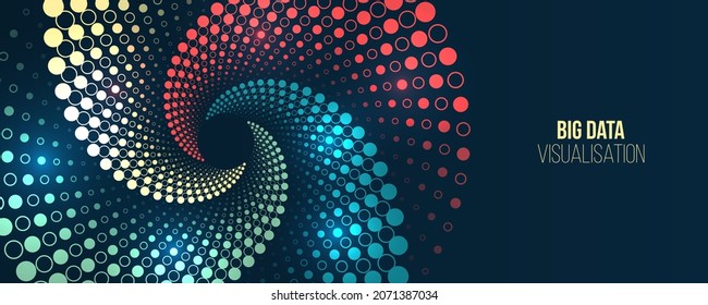 Visualisierung großer Daten. Verarbeitung von Datenarrays, Sortierung. Filtermaschinenalgorithmen. Datenstrom in Form eines Arrays von Spiralen und Binärkode. Vektordatenbankhintergrund.