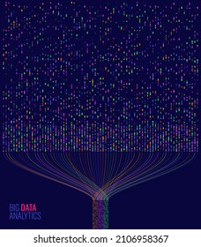 Big Data Visualization. Server Data Information Sorting Process. Machine Learning Sorting. Science Technology Concept. Vector Illustration