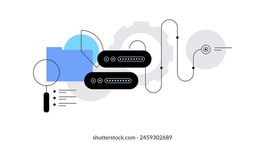 Big data and data visualization. Simple minimalist web banner, flat illustration. Vector file.