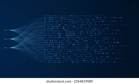 Gran visualización de datos. Red social, análisis financiero de bases de datos complejas. Extracción de datos. Fondo de tecnología vectorial. Concepto de análisis de información. 