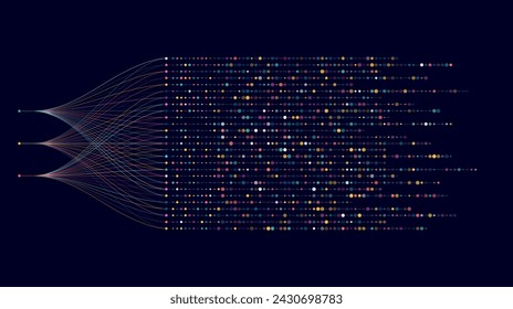 Big data visualization. Social network, financial analysis of complex databases. Data mining. Vector technology background. Information analytics concept. 