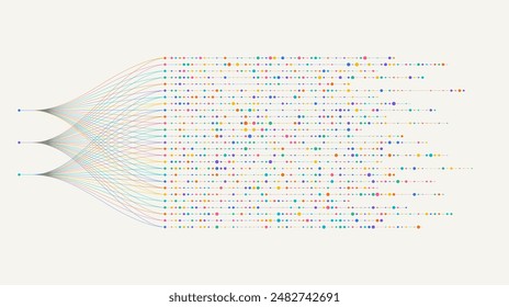 Big data visualization. Social network, financial analysis of complex databases. Data mining. Vector technology background. Information analytics concept. 