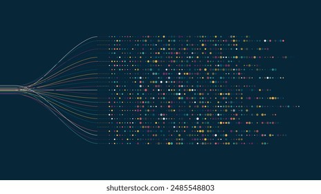 Big data visualization. Social network, financial analysis of complex databases. Data mining. Vector technology background. Information analytics concept. 