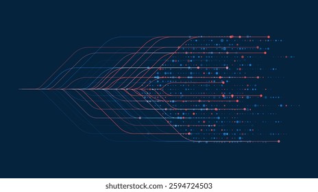 Big data visualization. Social network, financial analysis of complex databases. Data mining. Vector technology background. Information analytics concept. 