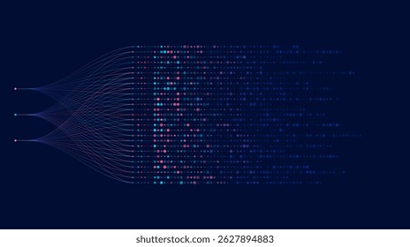 Big data visualization. Social network, financial analysis of complex databases. Data mining. Vector technology background. Information analytics concept. 