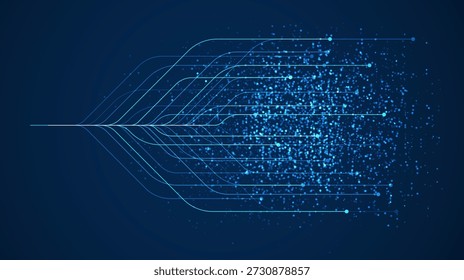 Big data visualization. Social network, financial analysis of complex databases. Data mining. Vector technology background. Information analytics concept.