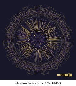 Big Data Visualization. Structure made in Lines and Dots Array. System of Analysis - Illustration Vector
