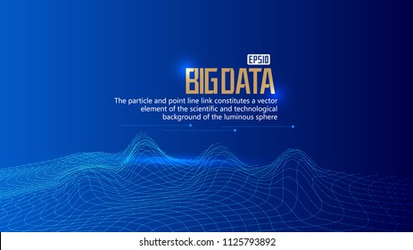 Big Data visualization. Vector abstract 3D network background. Visual data complex. Intelligence artificial. Wireframe landscape background