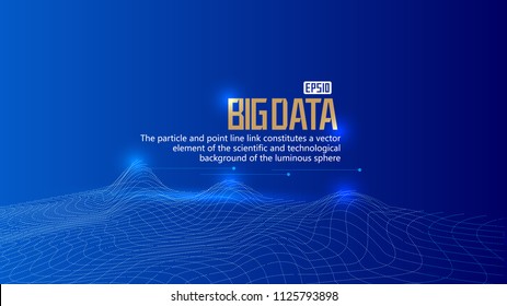 Big Data visualization. Vector abstract 3D network background. Visual data complex. Intelligence artificial. Wireframe landscape background