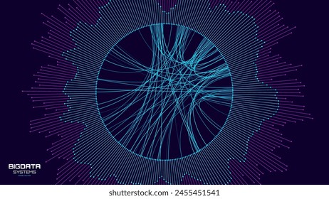 Vector de visualización de Big Data. Conexiones de gráficos de inteligencia artificial. Métodos De Análisis Estadístico Digital Concepto De Ciencia De Datos Visuales. Aprendizaje automático de IA. Tecnología Ilustración vectorial.