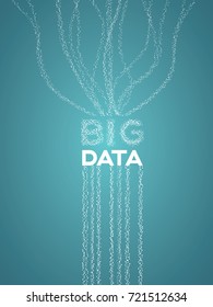 Big data visualization vector concept with lines and dots representing data flow, collection and analysis. Eps10 vector illustration.