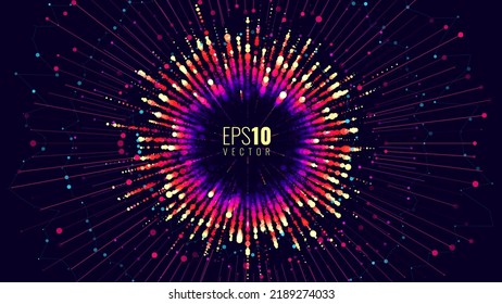 Big Data Visualization Vector. Round Graph Connected Lines and Dots. Digital Statistical and Analysis Methods Visual Data Science Concept. Statistics Vector Illustration.