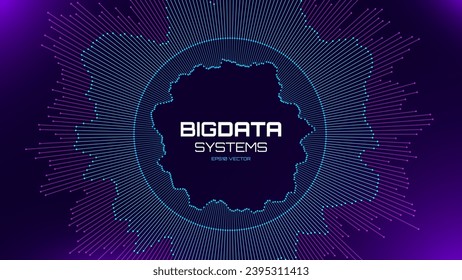 Big Data Visualization Vector. Round Graph Connected Lines and Dots. Digital Statistical and Analysis Methods Visual Data Science Concept. Technology Vector Illustration.