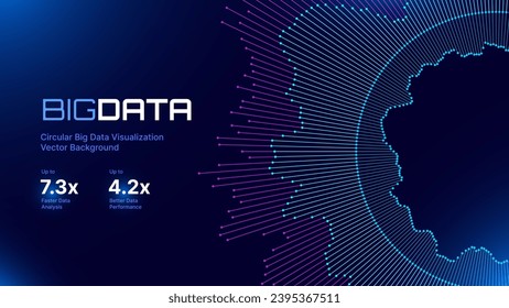 Big Data Visualization Vector. Round Graph Connected Lines and Dots. Digital Statistical and Analysis Methods Visual Data Science Concept. Technology Vector Illustration.