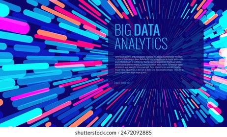 Vector de visualización de Big Data. Líneas y puntos conectados de gráfico redondeado. Concepto de Ciencia de Datos Visuales de Métodos Estadísticos y de Análisis Digital. Tecnología Ilustración vectorial.