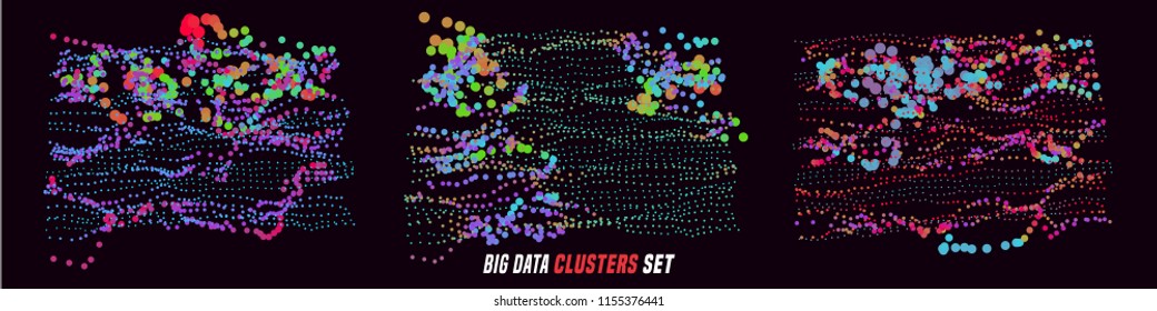 Big data visualizations set. Digital cluster of information. Vector infographic background.Graphic concept of business analytics. Abstract data graphs collection. Info analyze.