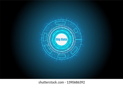 Big data visualiztion technology. Big data futuristic light with line and circle on abstract background.