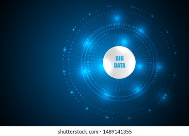Big data visualiztion technology. Big data futuristic light with line and circle on abstract background.