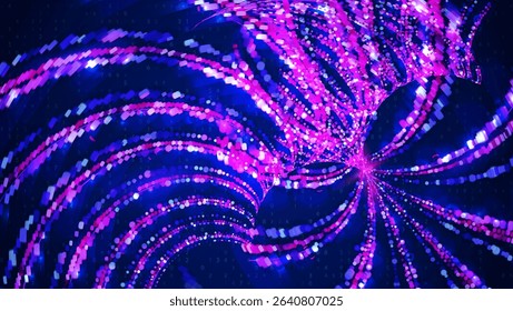 Big Data Wave Abstract Background. Technology Bg With Dynamic  Lines, Dots And Numbers For AI Network. A Geometric Texture Forming A High-tech Concept Of 5G And Crypto. Blue Tech Big Data Wave