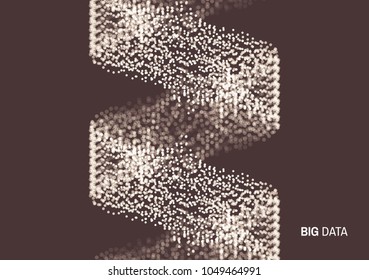 Big data. Wavy background with motion effect. 3d technology style. Vector illustration.