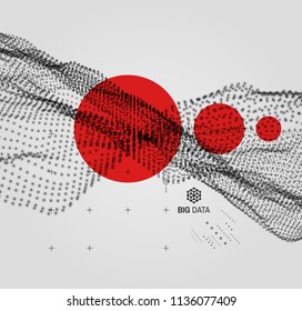 Big data. Wavy background with motion effect. 3d technology style. Vector illustration.