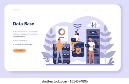 Big data web banner or landing page. Modern computer technology. Analyzing digital information from the internet and making better business decisions. Isolated flat vector illustration