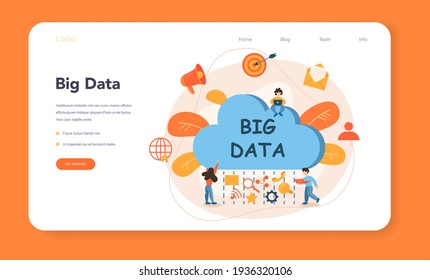 Big data web banner or landing page. Modern computer technology.