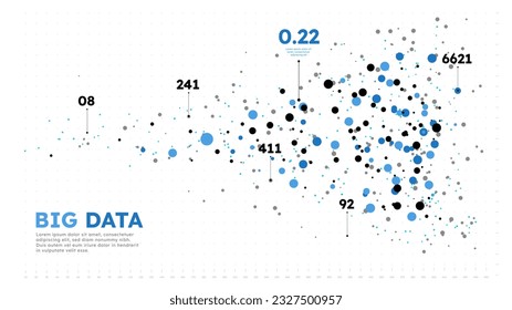 El concepto de banner blanco de datos masivos. Tecnologías e innovación modernas. Almacenamiento de información y datos personales en Internet. Conexión inalámbrica y de servidor. Ilustración vectorial plana
