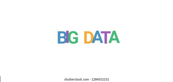 Big data word concept. Colorful "Big data" on white background. Use for cover, banner, blog.