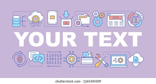 Big data word concepts banner. Technical support. Presentation. Digital technology. Programming. Software development. Isolated lettering typography idea with linear icons. Vector outline illustration