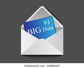 Big Data word symbol technology flash card inside email envelope