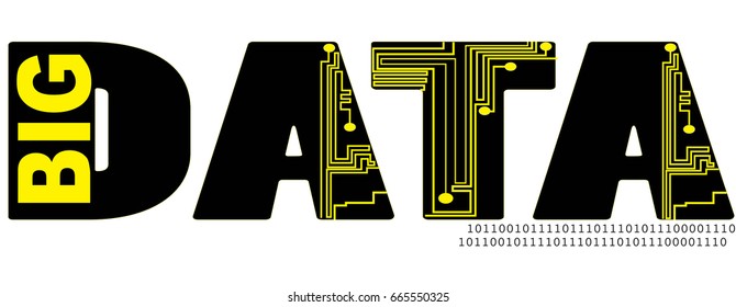 Big data word text Illustration. Big data storage network concept isolated flat vector. Transparent.
