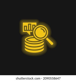 Icono de neón brillante amarillo Big Data