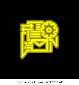 Big data yellow glowing neon ui ux icon. Glowing sign logo vector